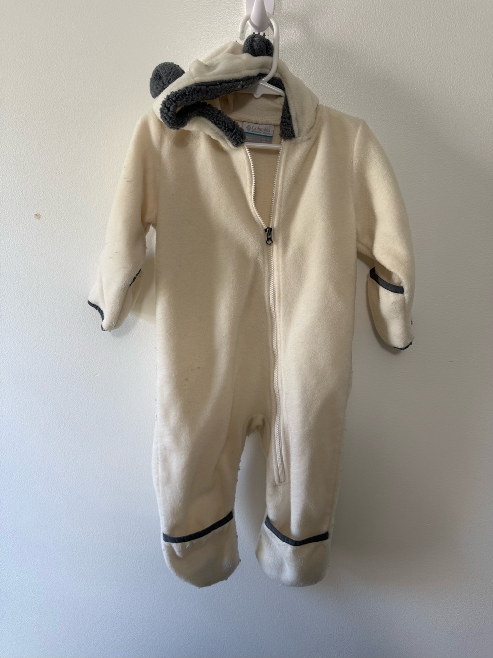 Cozy Infant Cream Fleece One-Piece with Hood